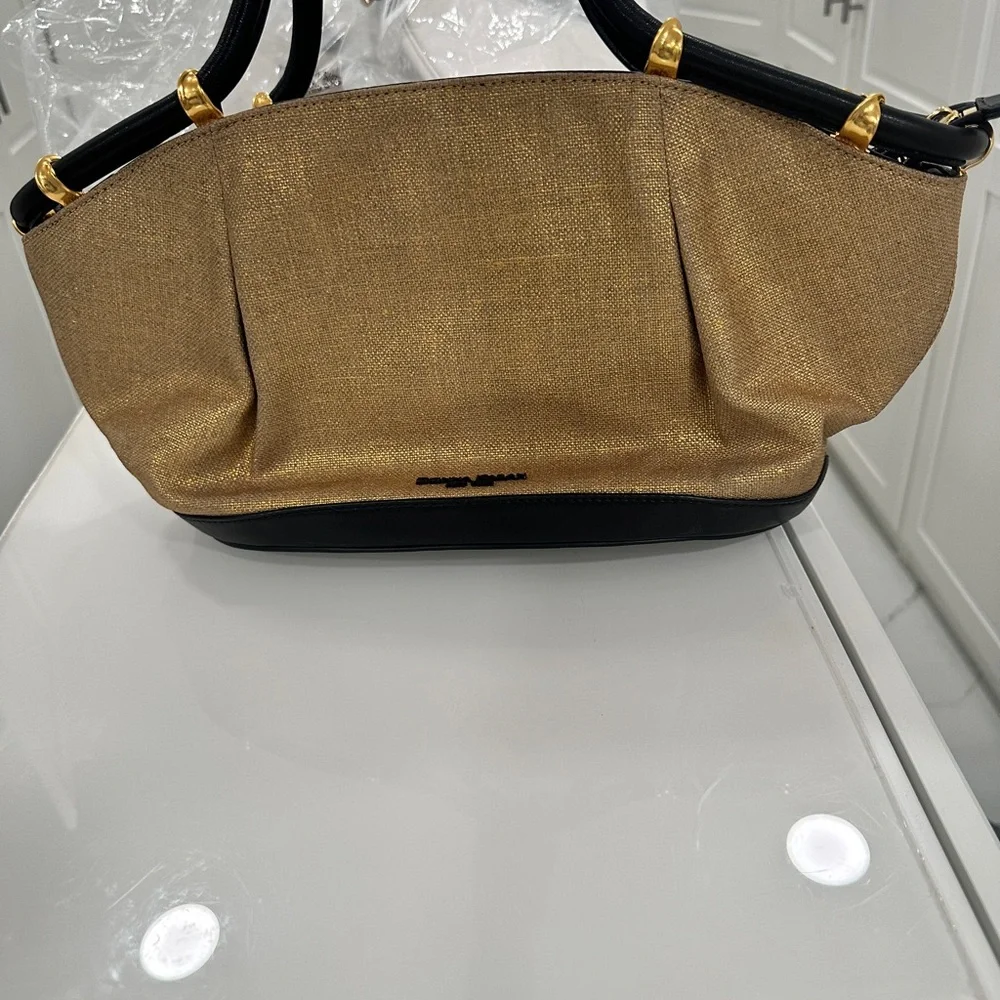 Donna Karan Metallic Canvas Satchel Women's Bag - Picture 6 of 8